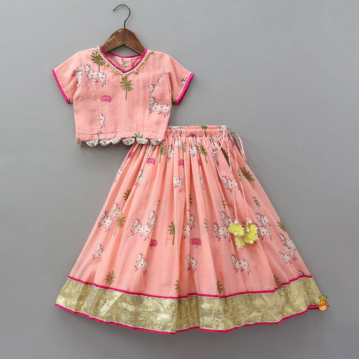 Pre Order: Beautifully Printed Top And Lehenga