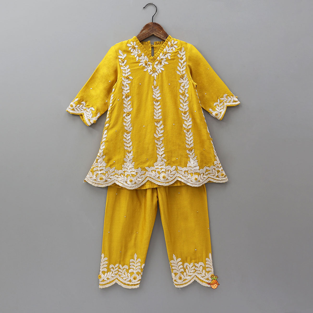 Pre Order: Lace Embroidered Stylish Kurti With Matching Pants