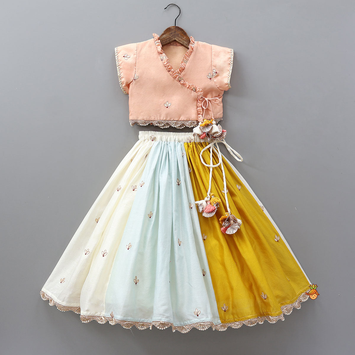 Pre Order: Angarkha Style Top And Lehenga