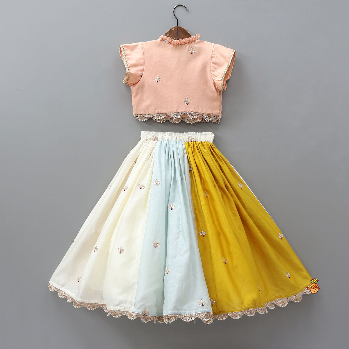 Pre Order: Angarkha Style Top And Lehenga