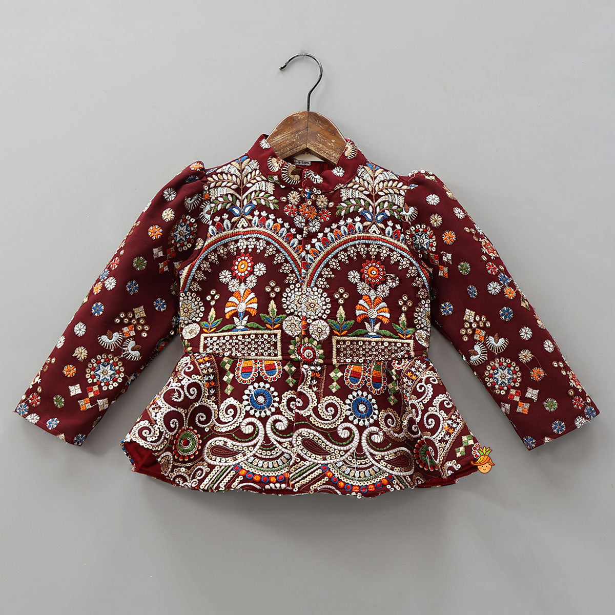 Pre Order: Heavy Embroidered Velvet Top And Gota Lace Work Flared Lehenga