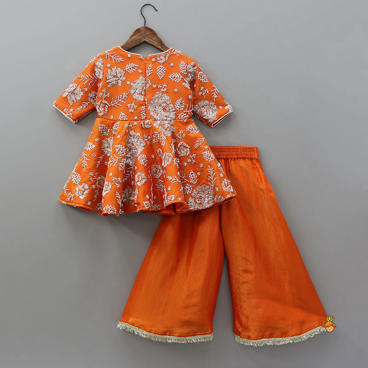 Pre Order: Intricate Beads And Cut Dana Embroidered Kurti With Flared Palazzo