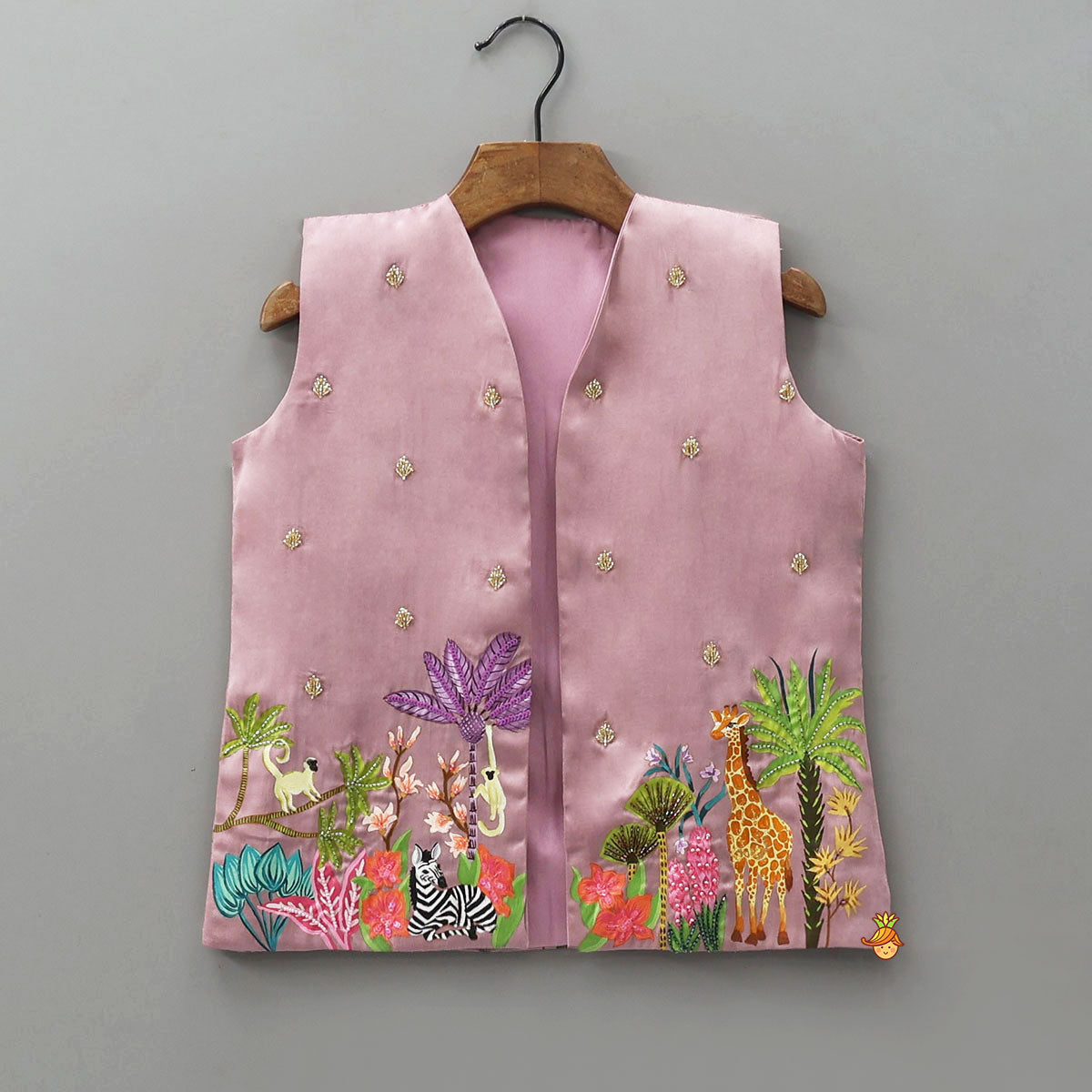 Pre Order: Ethnic Kurta With Hand-Painted Jacket And Matching Pyjama