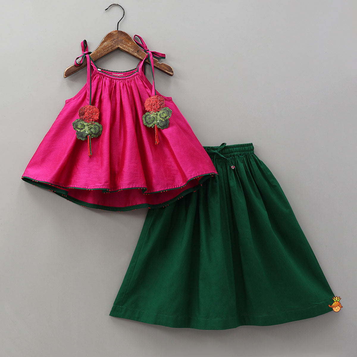 Pre Order: Knot Detail Flared Top And Lehenga