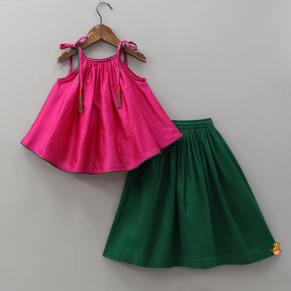 Pre Order: Knot Detail Flared Top And Lehenga