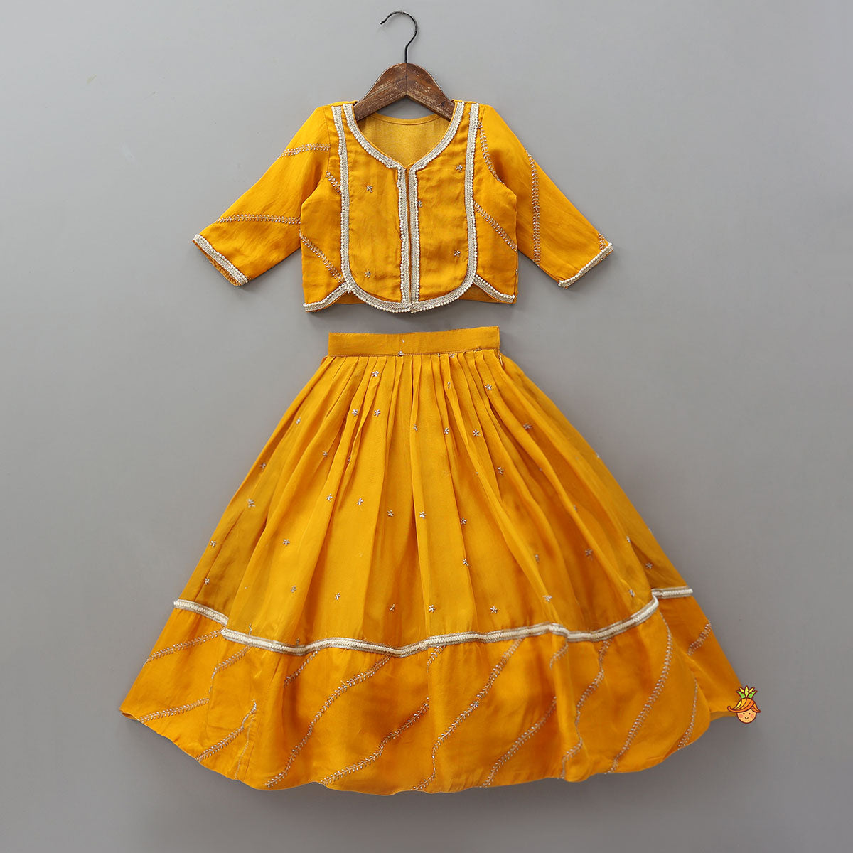 Pre Order: Stunning Lace Work Top And Lehenga With Net Dupatta