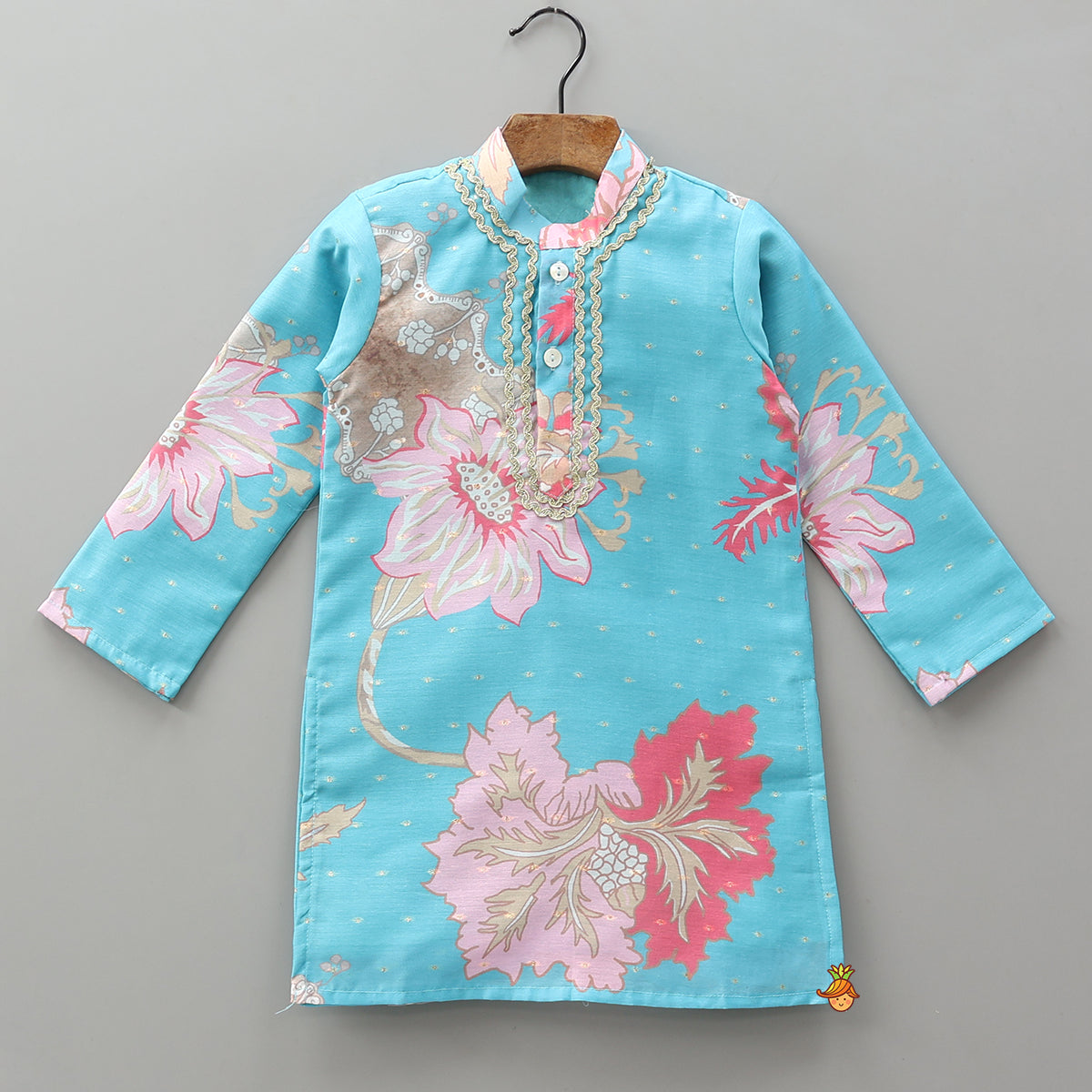 Floral Printed Booti Work Kurta With Pyjama
