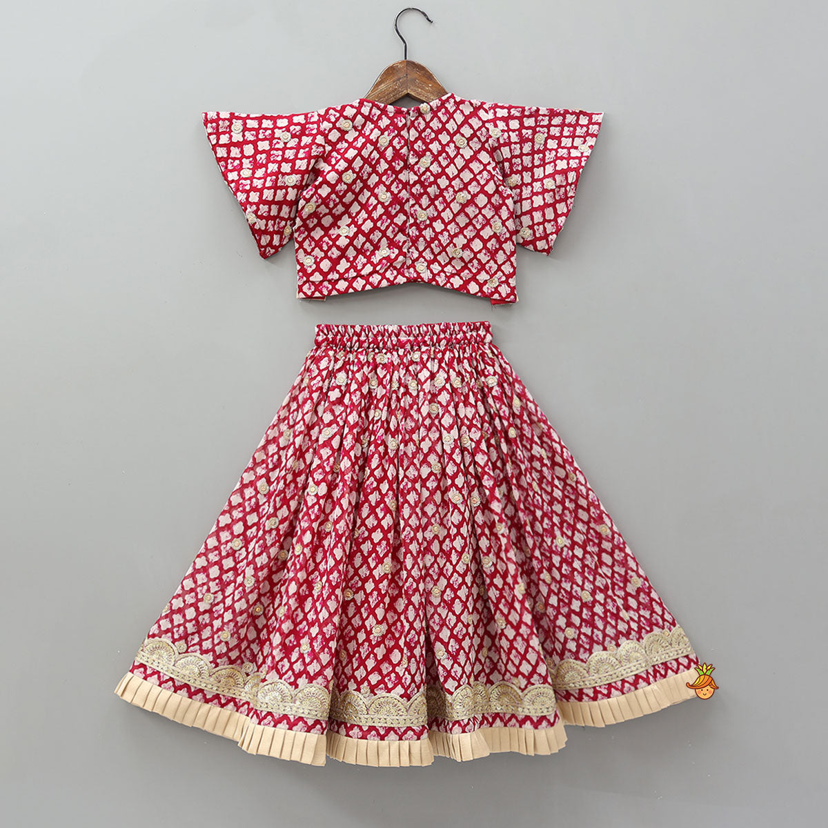 Pre Order: Stylish Printed Ethnic Top With Matching Lehenga