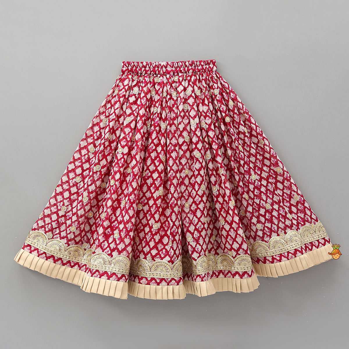 Pre Order: Stylish Printed Ethnic Top With Matching Lehenga