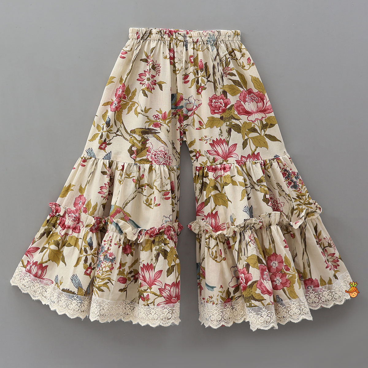 Pre Order: Strappy Adorable Top With Floral Printed Jacket And Sharara