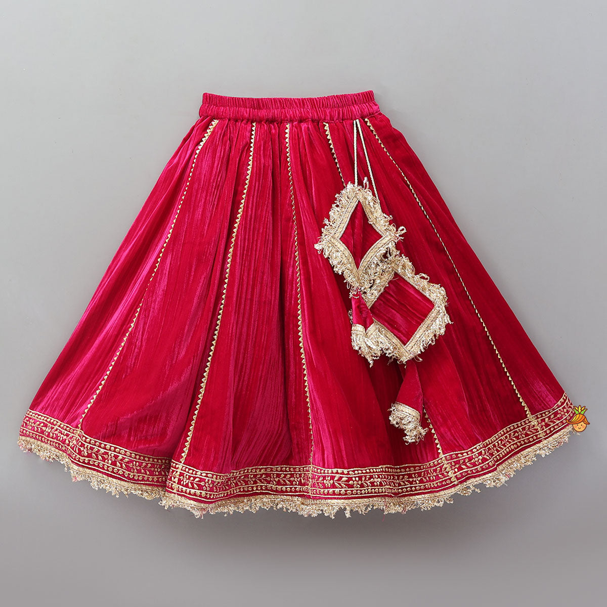 Stylish Flared Sleeves Top And Lehenga With Dupatta