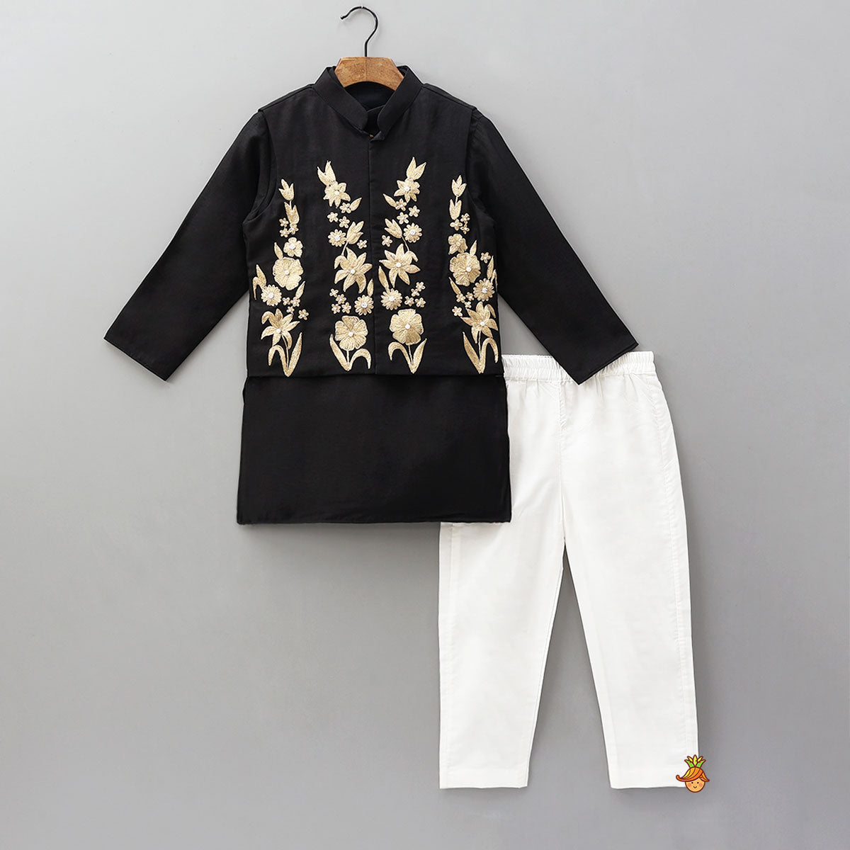 Pre Order: Kurta With Embroidered Jacket And Pyjama