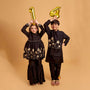 Floral Embroidered Kurti And Sharara With Matching Dupatta twinning model image 2