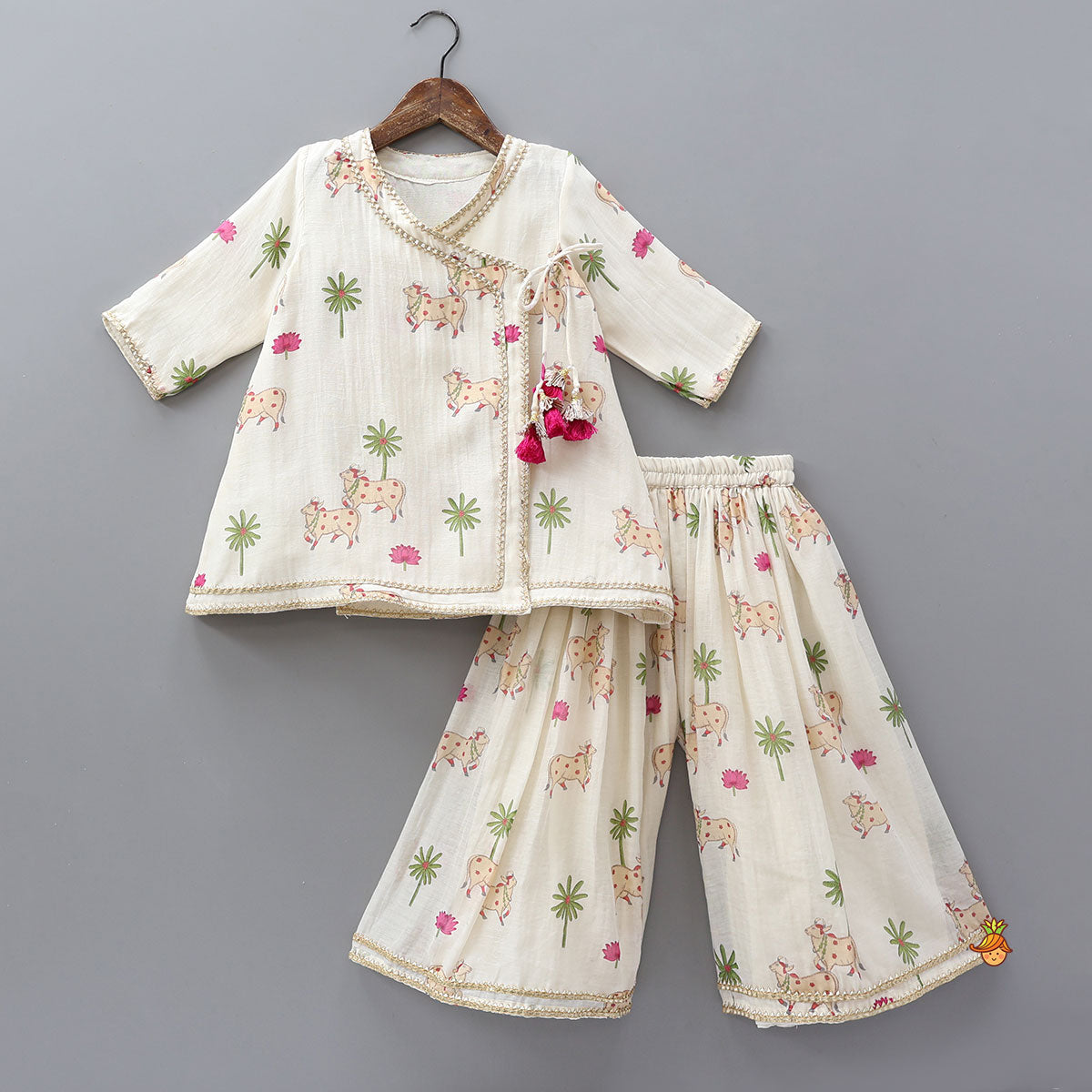 Pre Order: Angarkha Style Ethnic Kurti And Palazzo