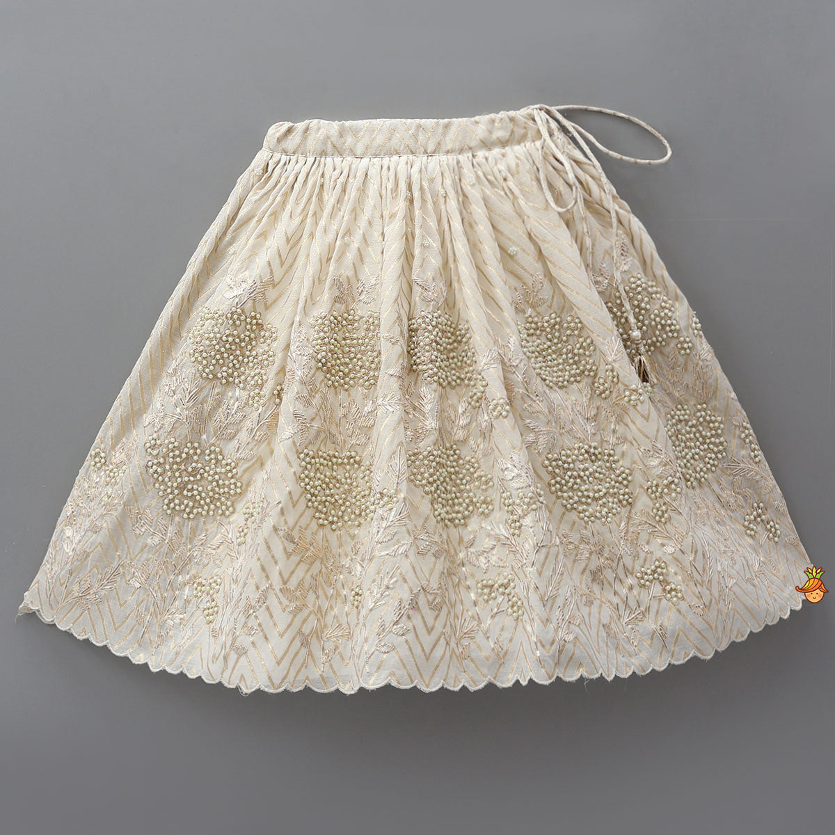 Pre Order: Chevron Detailed Top And Gota Work Lehenga