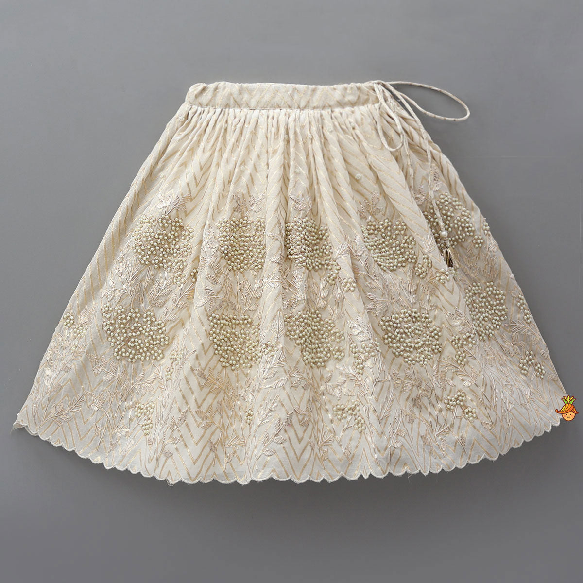 Pre Order: Chevron Detailed Top And Gota Work Lehenga