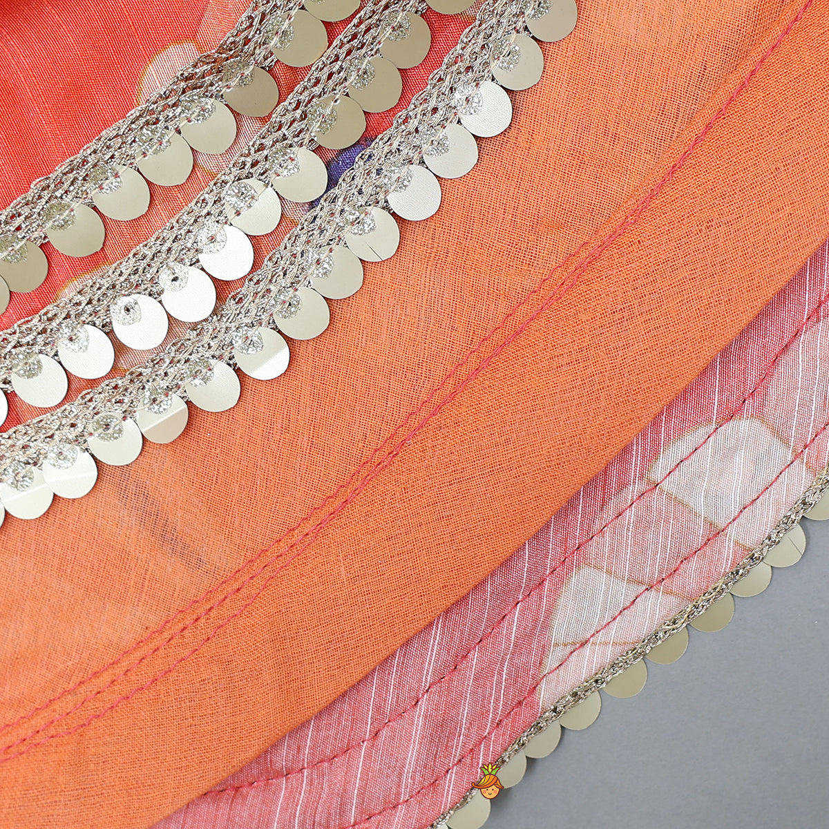 Pre Order: Sleeveless Printed Lace Adorned Kurti With Matching Dhoti