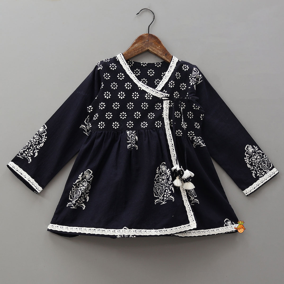 Pre Order: Hand Block Printed Angarkha Ethnic Kurti With Dhoti