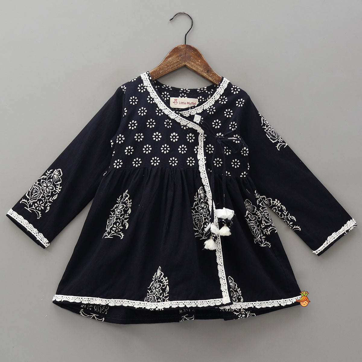 Pre Order: Hand Block Printed Angarkha Ethnic Kurti With Dhoti