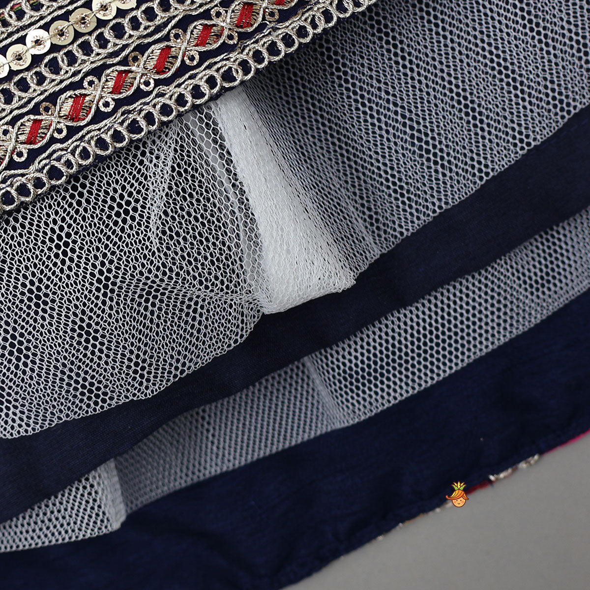 Pre Order: Heavily Embroidered Front-Open Top With Matching Lehenga