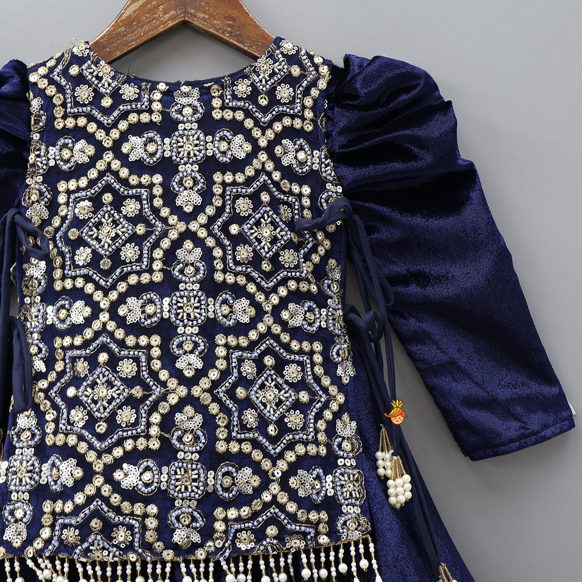 Pre Order: Gorgeous Flared Velvet Anarkali With Embroidered Jacket Style Cape