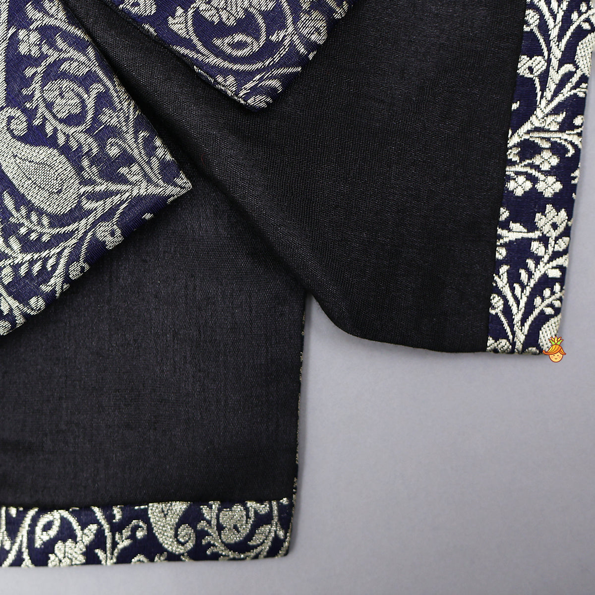 Pre Order: Brocade Jacket Style Top And Dhoti With Matching Potli Bag