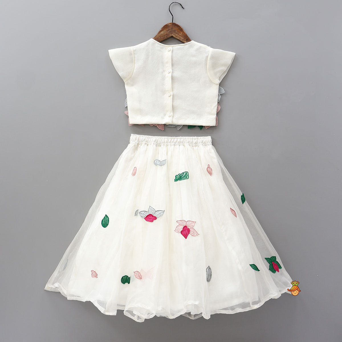 Pre Order: Floral Applique Top And Lehenga