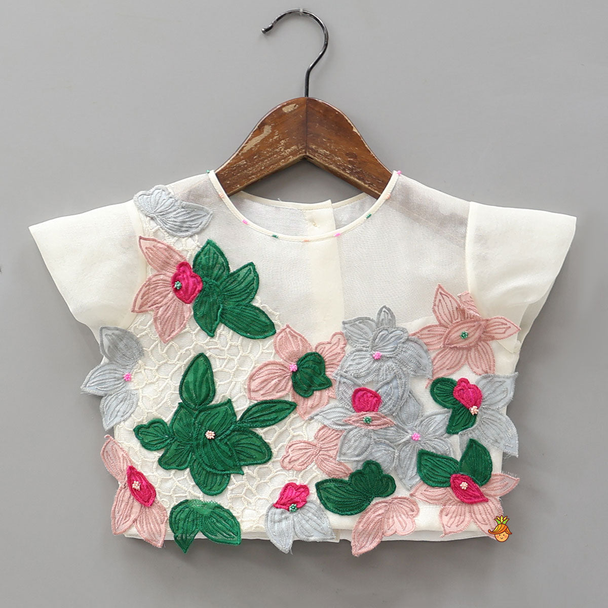 Pre Order: Floral Applique Top And Lehenga