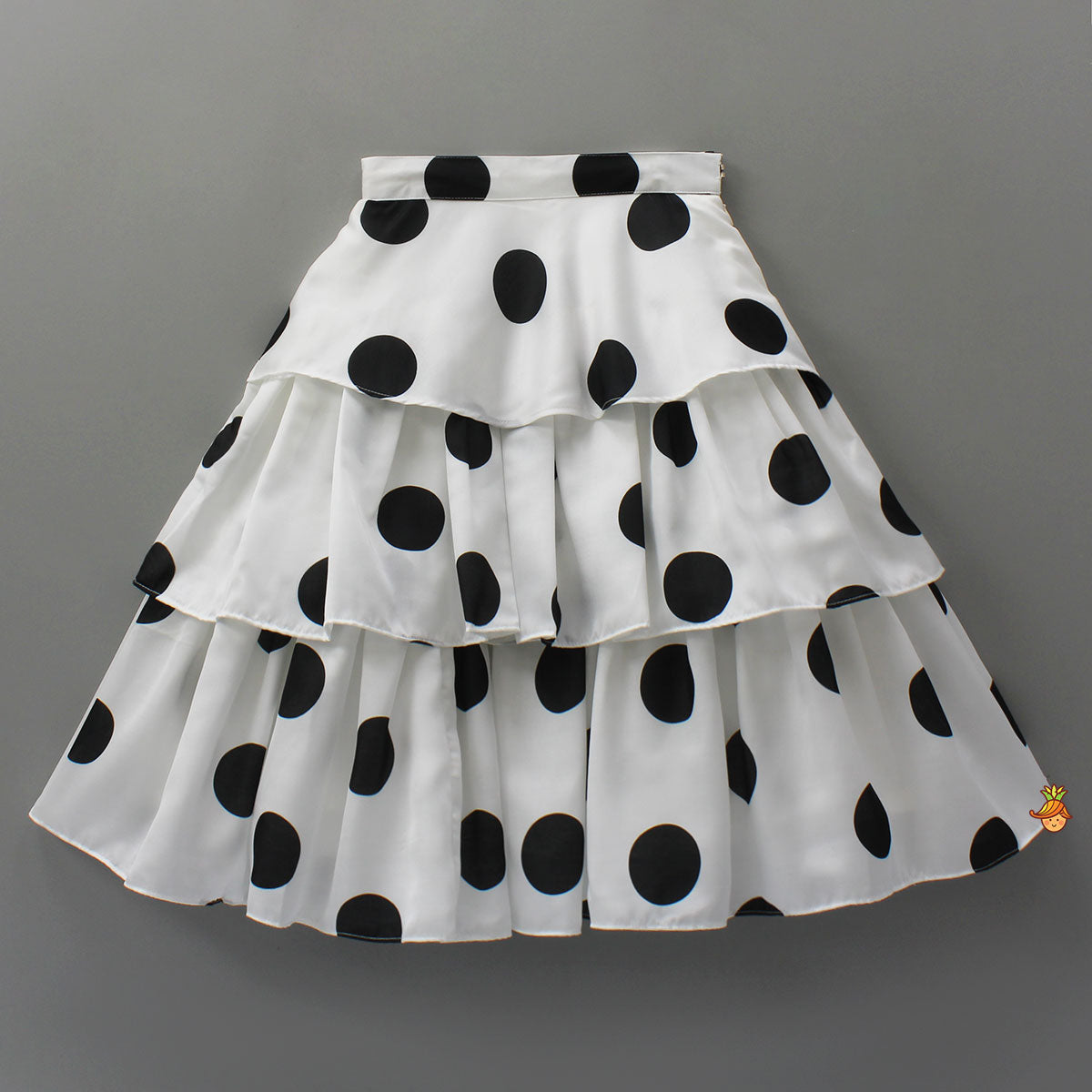 Pre Order: Stunning Halter Neck Polka Dot Printed Top With Matching Layered Skirt Style Lehenga