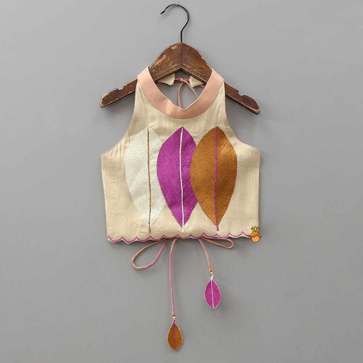 Pre Order: Scalloped Hem Shimmery Top And Panel Lehenga