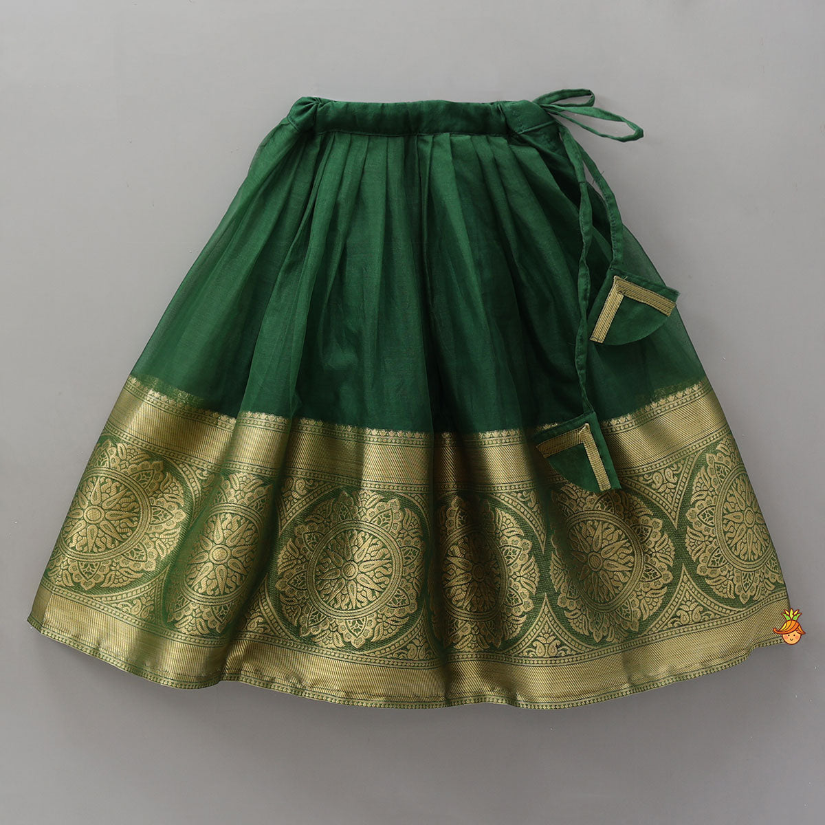 Pre Order: Floral-Embroidered Hem Top And Pleated Lehenga