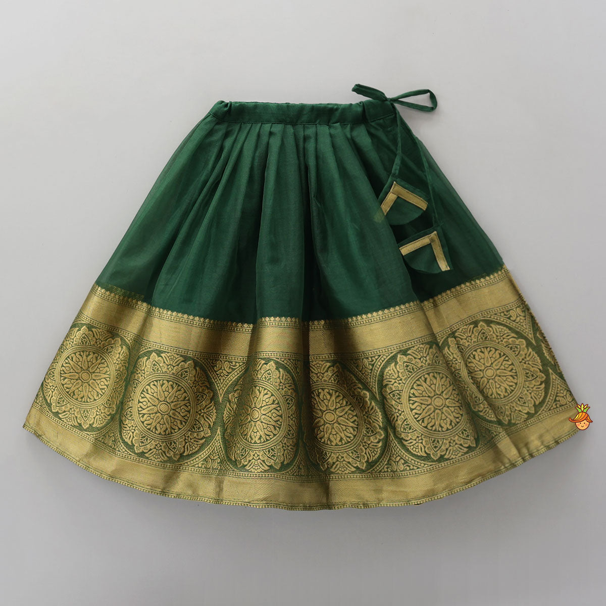 Pre Order: Floral Embroidered Scalloped Hem Top And Pleated Lehenga