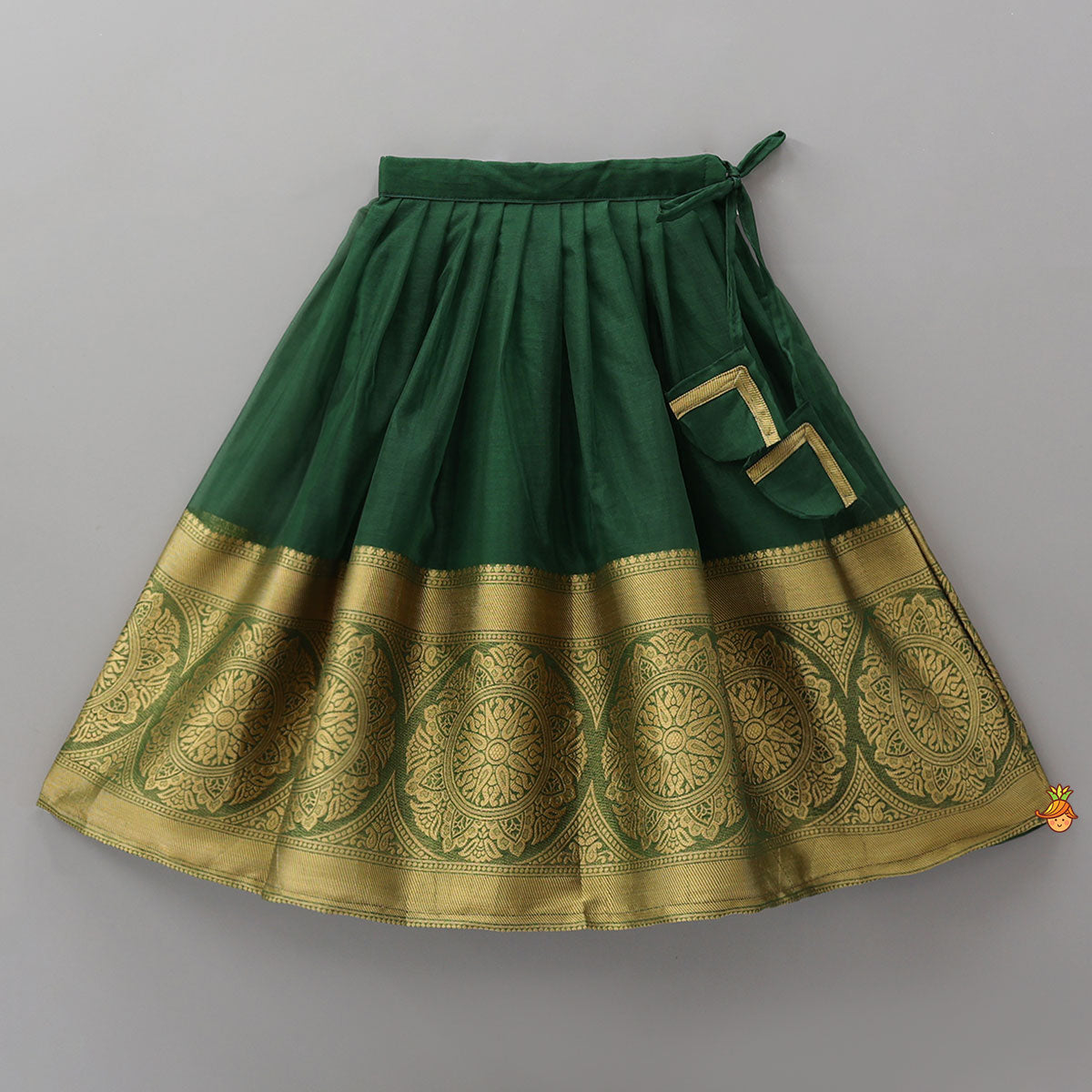Pre Order: Floral Embroidered Scalloped Hem Top And Pleated Lehenga