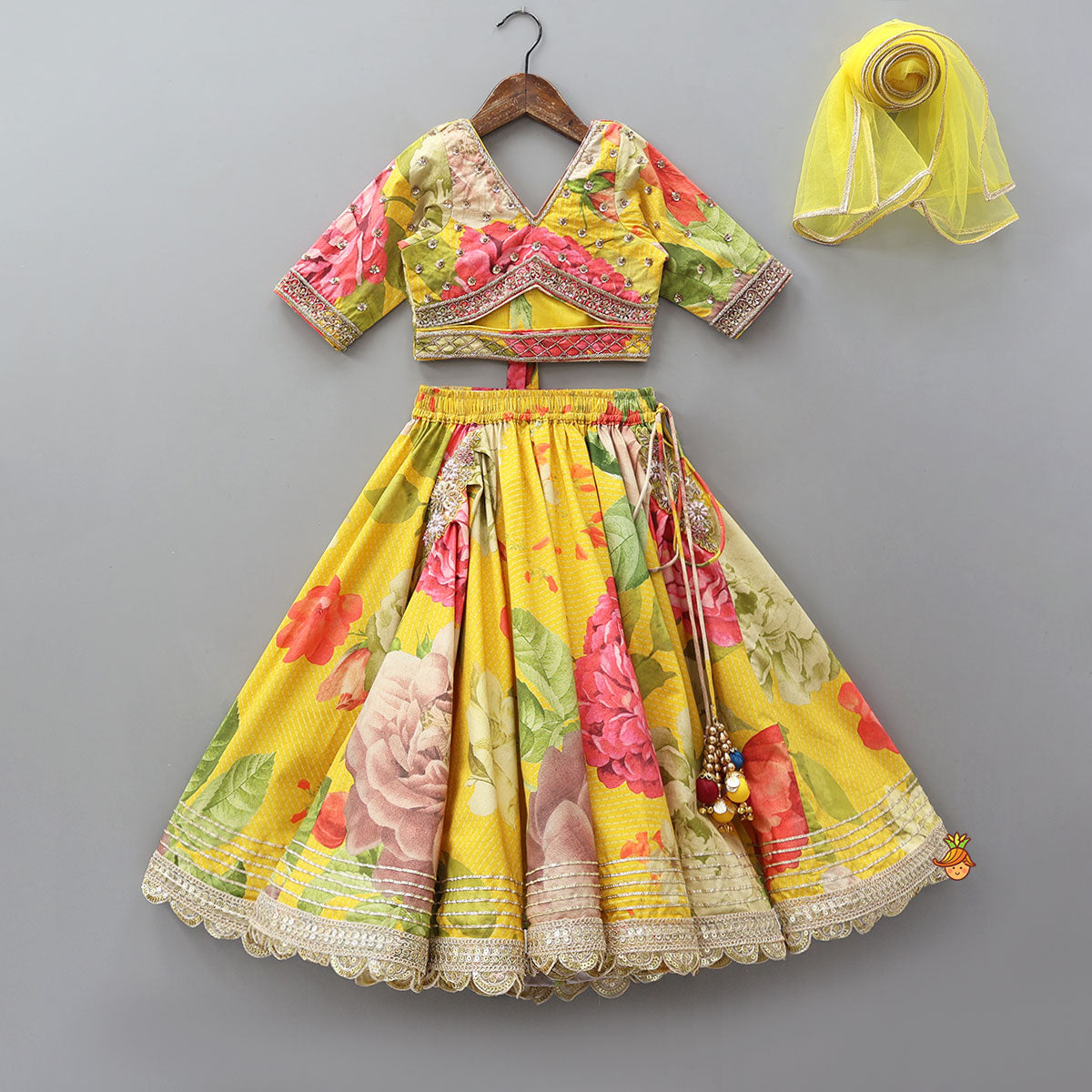 Pre Order: Cut Dana And Sequin Embroidered Top With Flared Lehenga And Dupatta