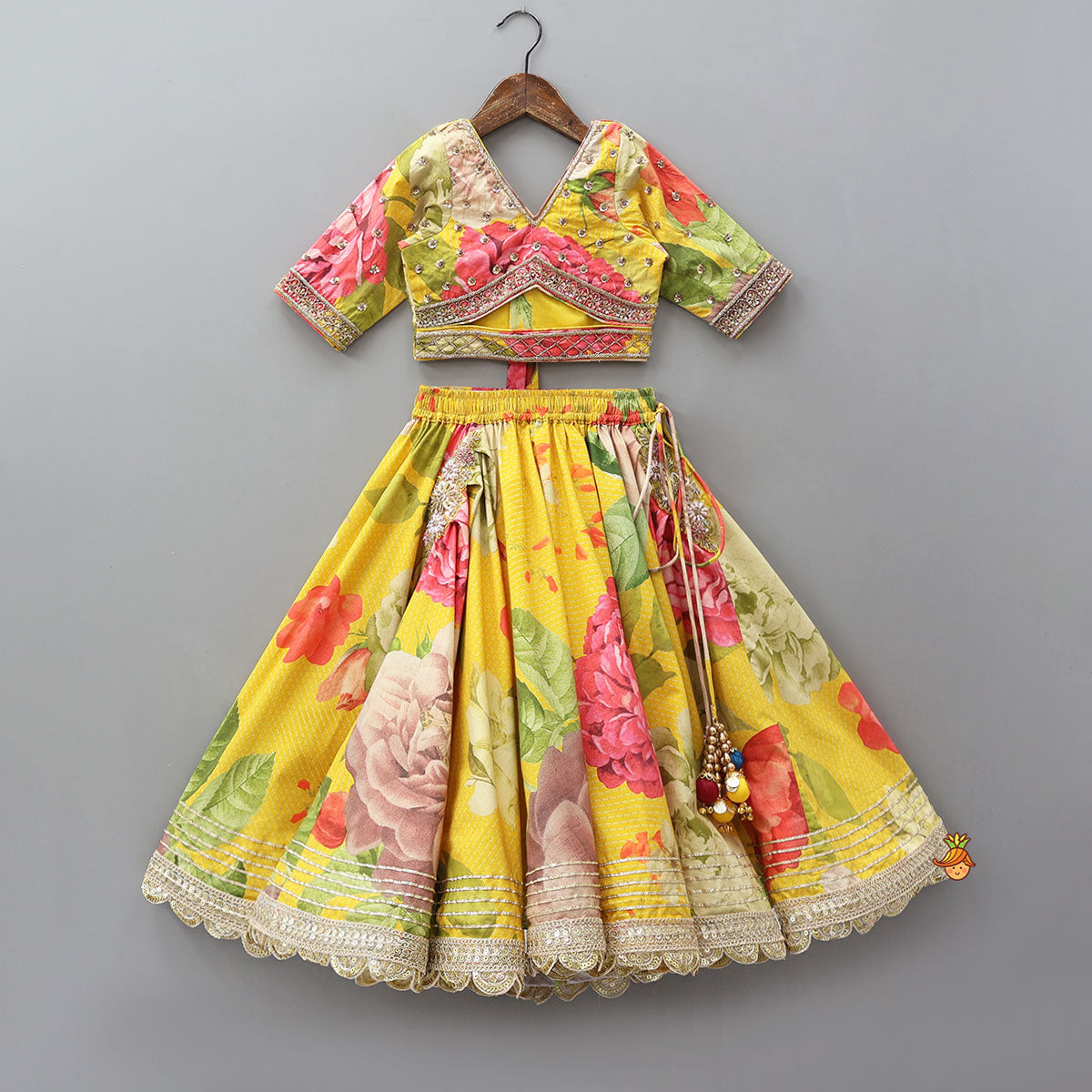 Pre Order: Cut Dana And Sequin Embroidered Top With Flared Lehenga And Dupatta