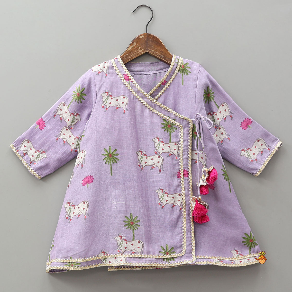 Pre Order: Angarkha Style Printed Ethnic Kurti And Palazzo