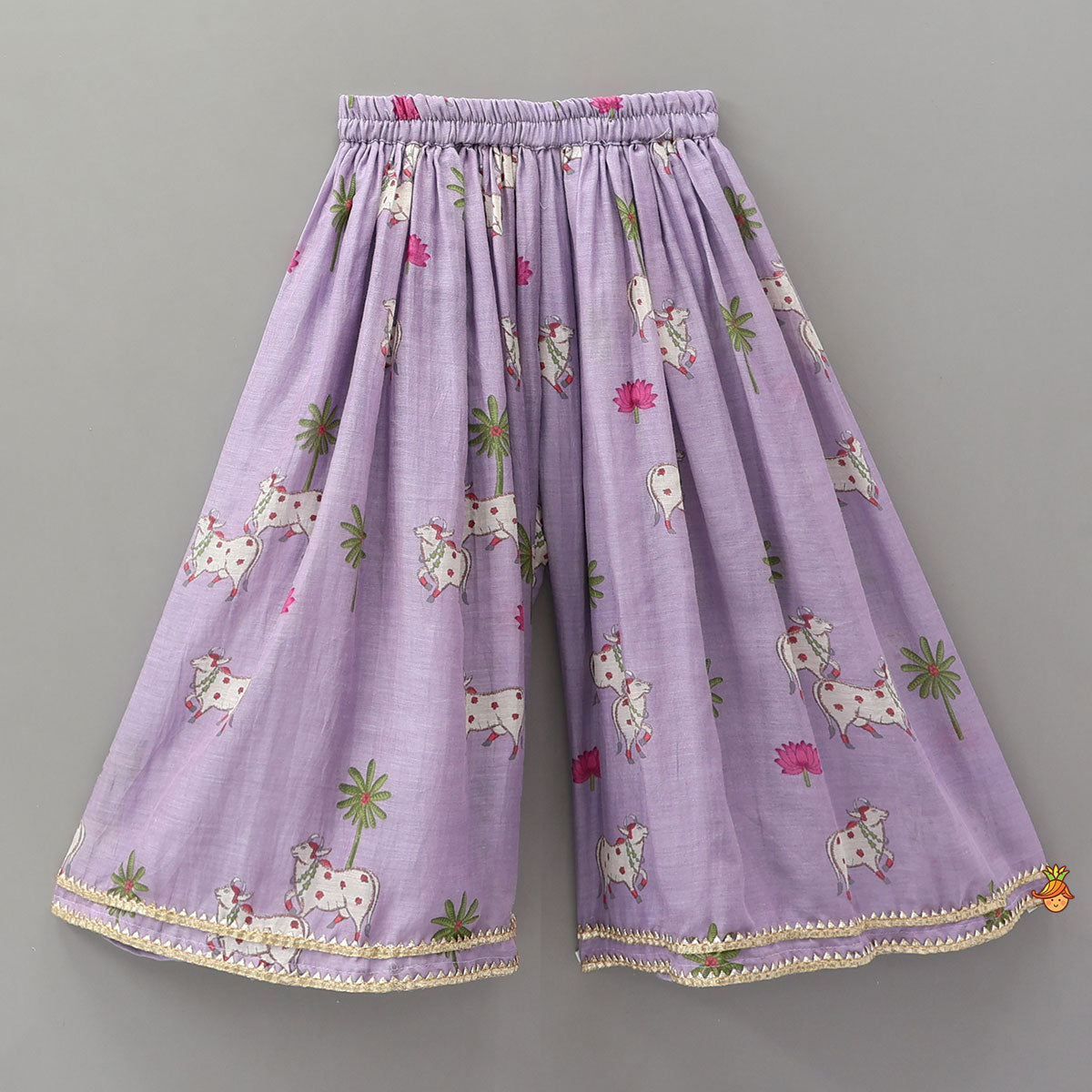 Pre Order: Angarkha Style Printed Ethnic Kurti And Palazzo