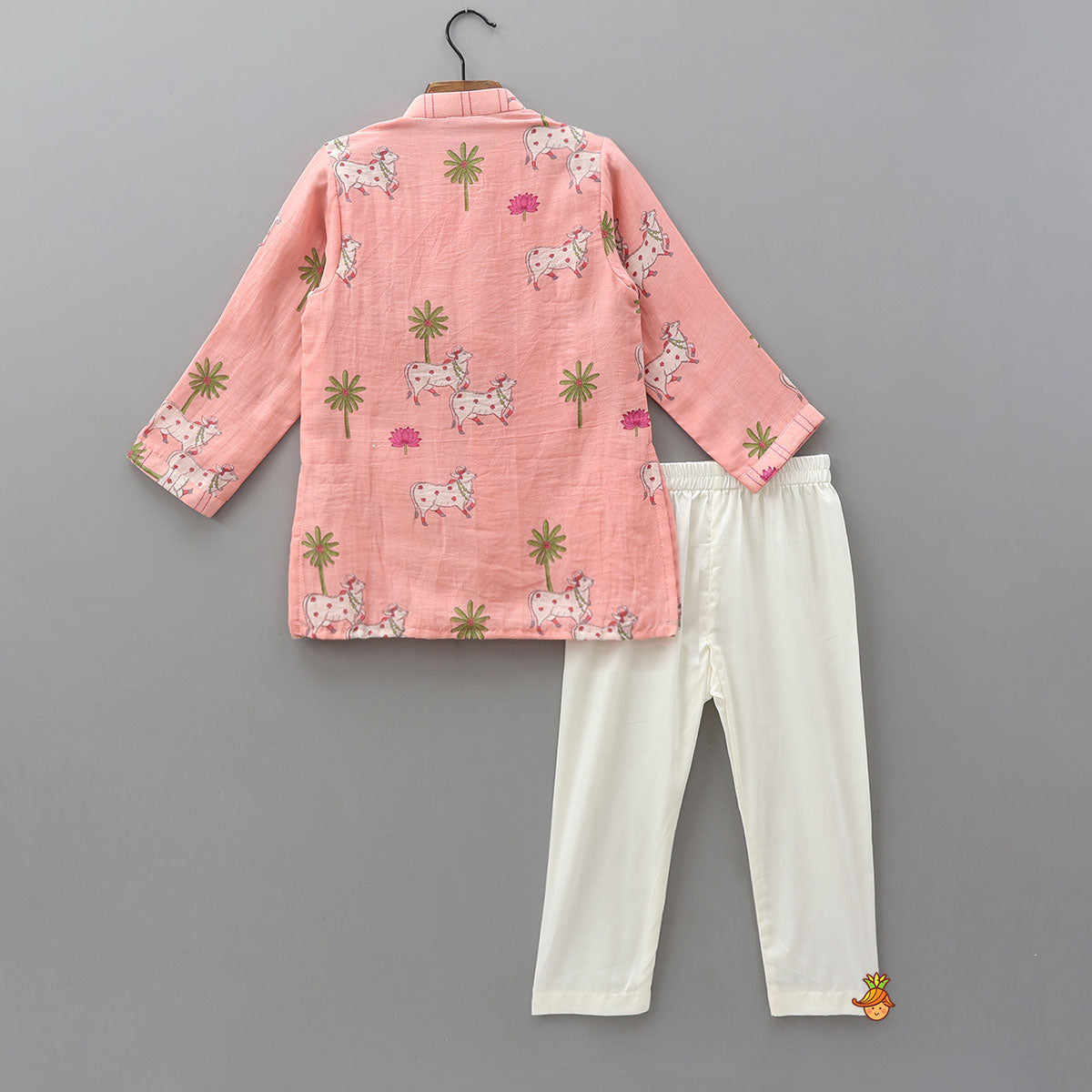 Pre Order: Front-Open Printed Kurta With Pyjama