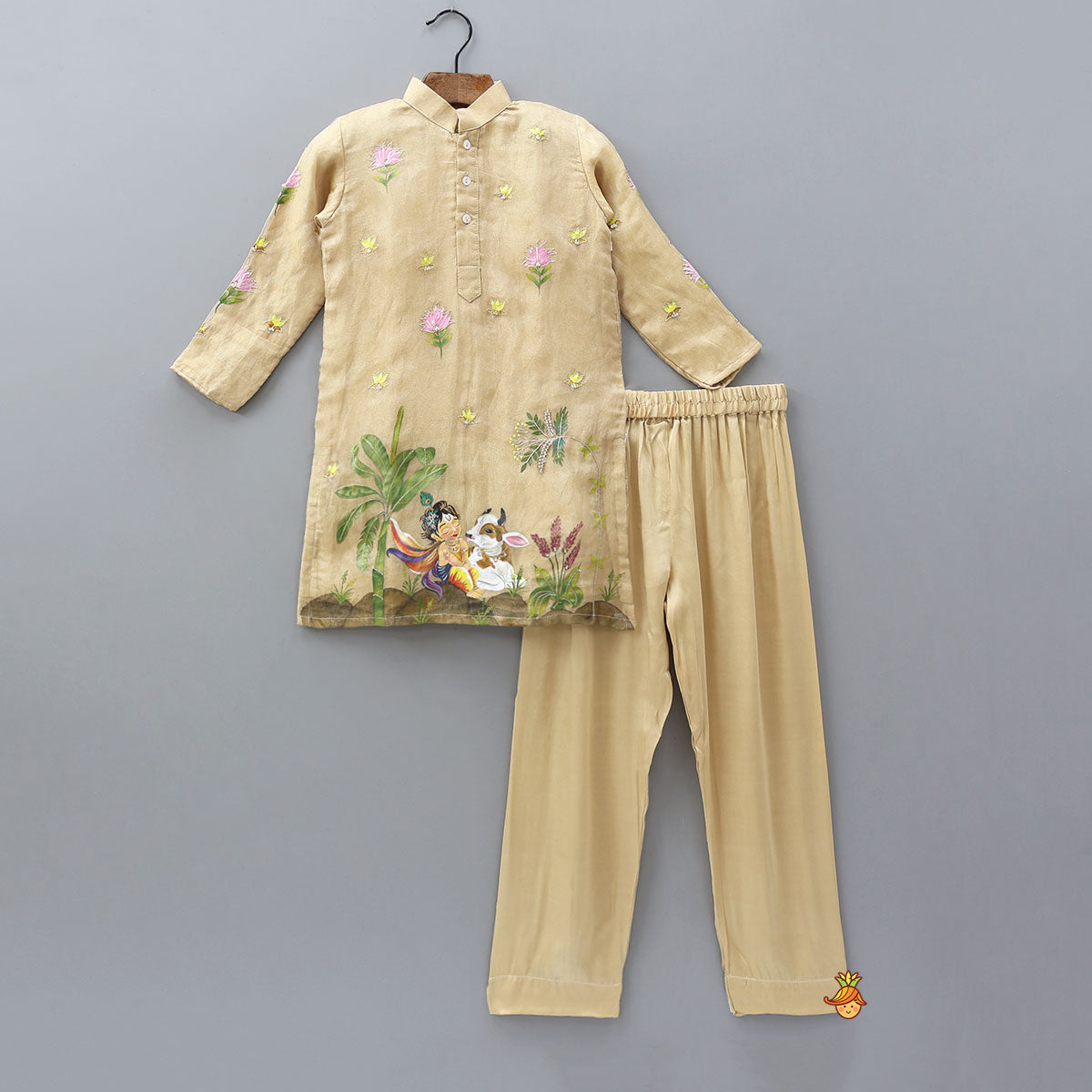 Pre Order: Elegant Hand-Painted Ethnic Kurta And Pyjama