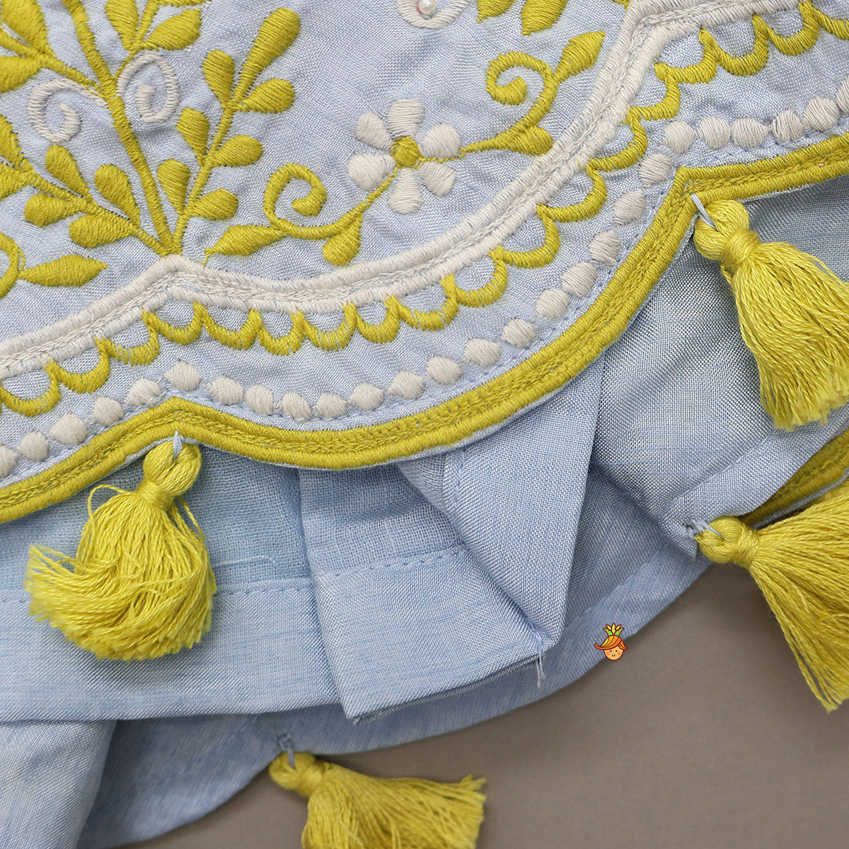 Pre Order: Cape Style Top And Colour Block Lehenga