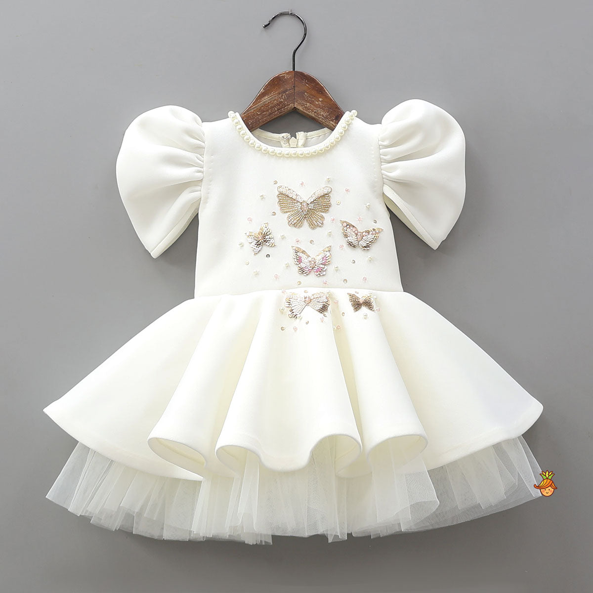 Pre Order: Butterfly Motif Embroidered Beautiful Dress With Headband