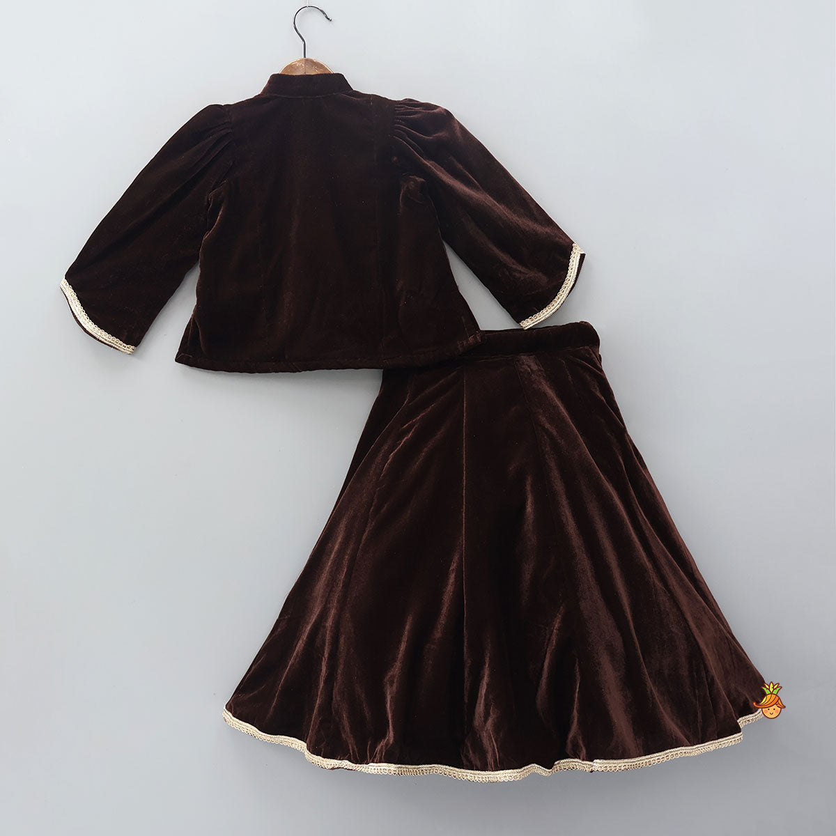 Velvet Lace Work Top And Lehenga