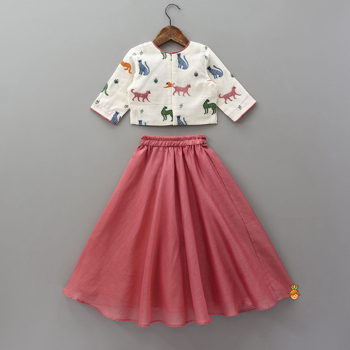 Thread Embroidered Top And Flared Lehenga