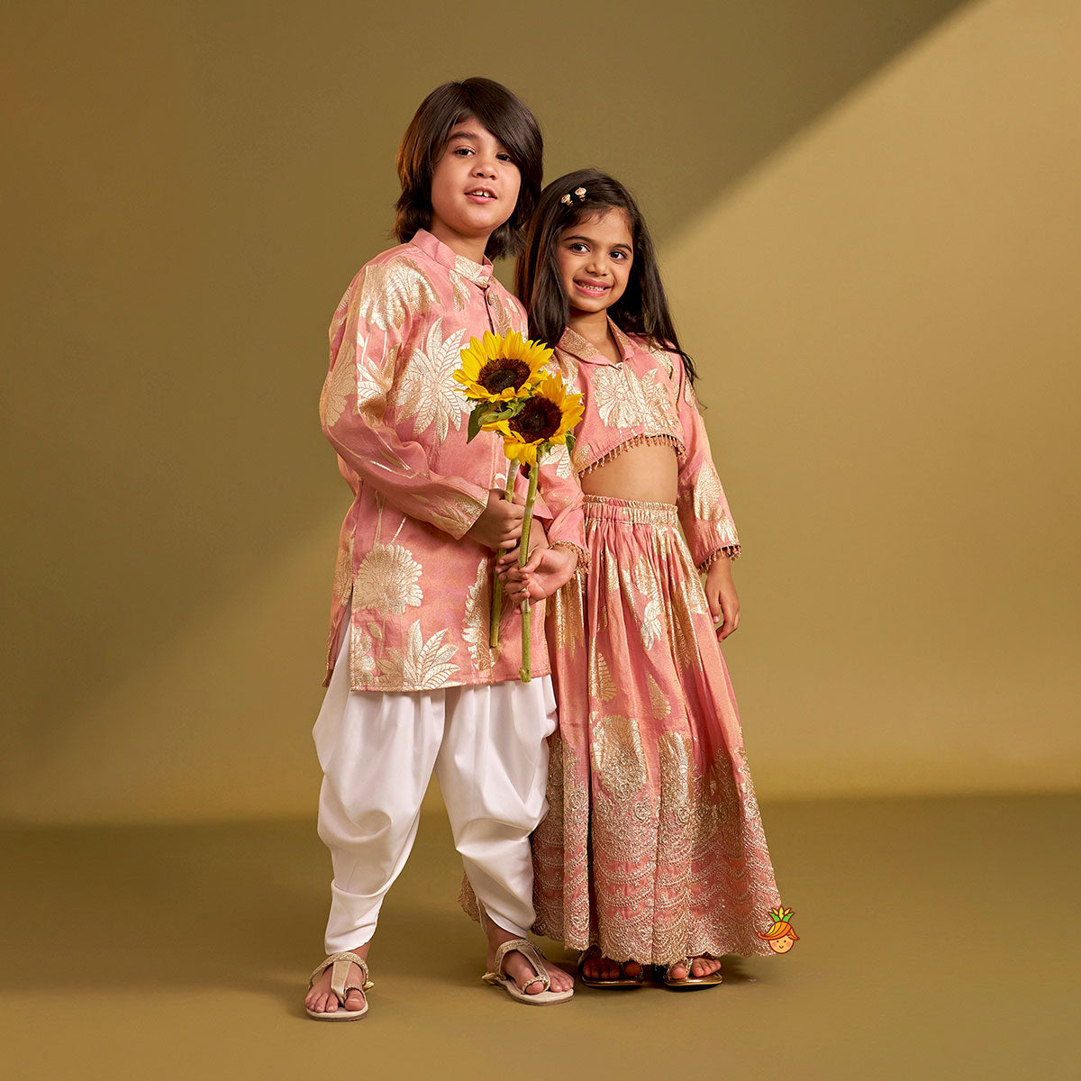 Blazer-Style Top And Scalloped Hem Lehenga twinning model image 1