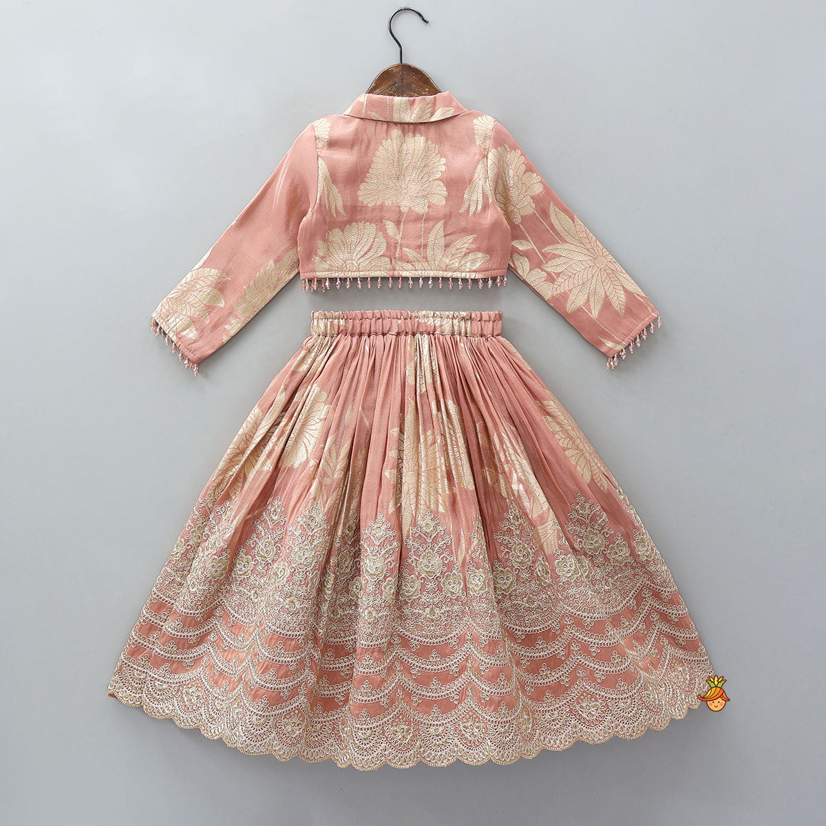 Pre Order: Blazer-Style Top And Scalloped Hem Lehenga