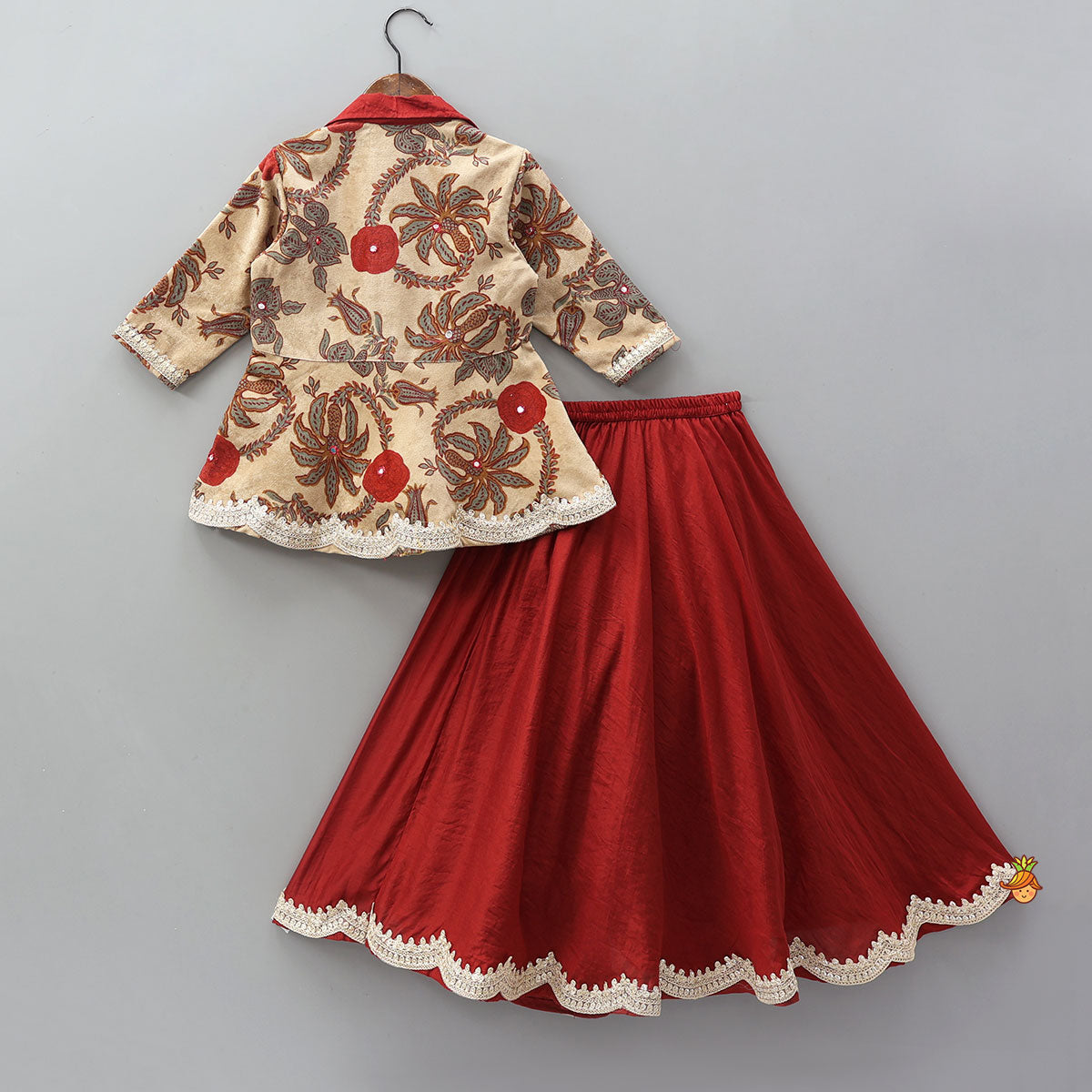 Pre Order: Notch Collar Velvet Top And Lehenga