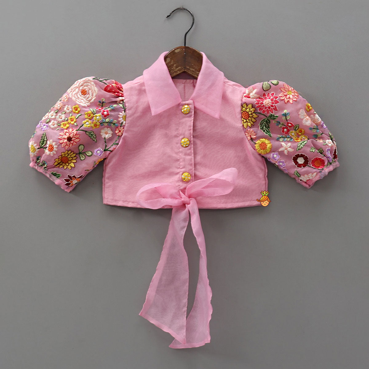 Pre Order: Collar Neck Front-Open Top And Heavy Embroidered Lehenga