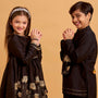 Ethnic Kurta With Embroidered Flap And Pyjama twinning model image 4
