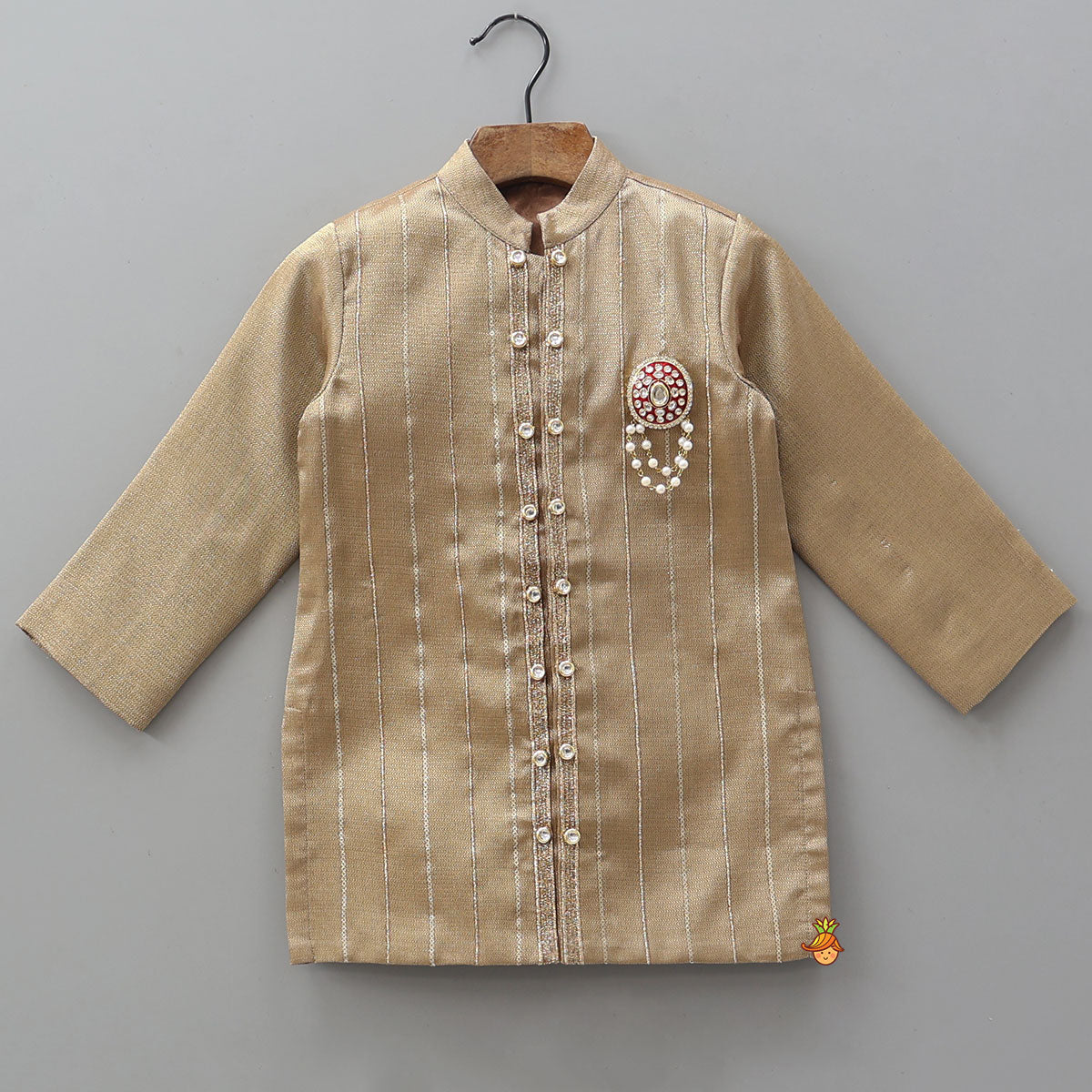 Pre Order: Ethnic Embellished Sheen Kurta With Matching Sheen Dhoti