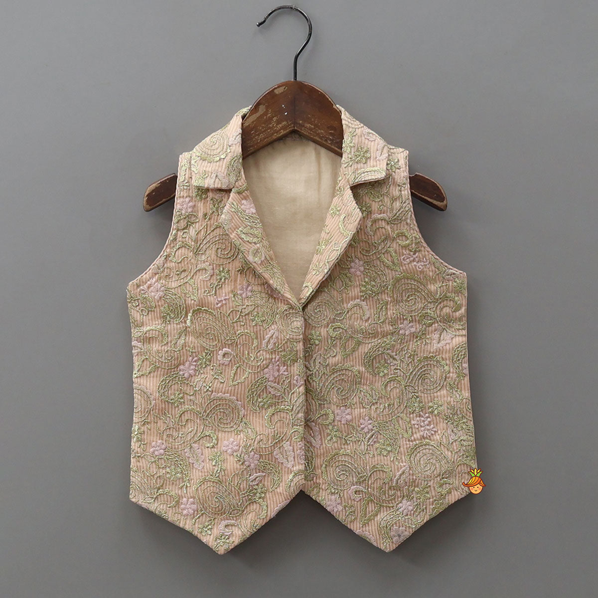 Pre Order: Embroidered Notch Collar Top And Flared Palazzo